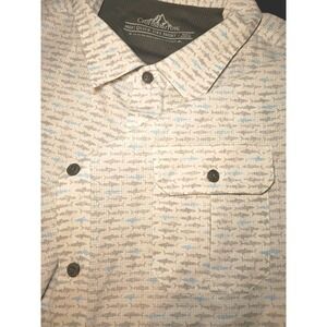 Croft Barrow Quick Dry Shirt Mens 3XLT White Short Sleeve Button Up Sharks Fish